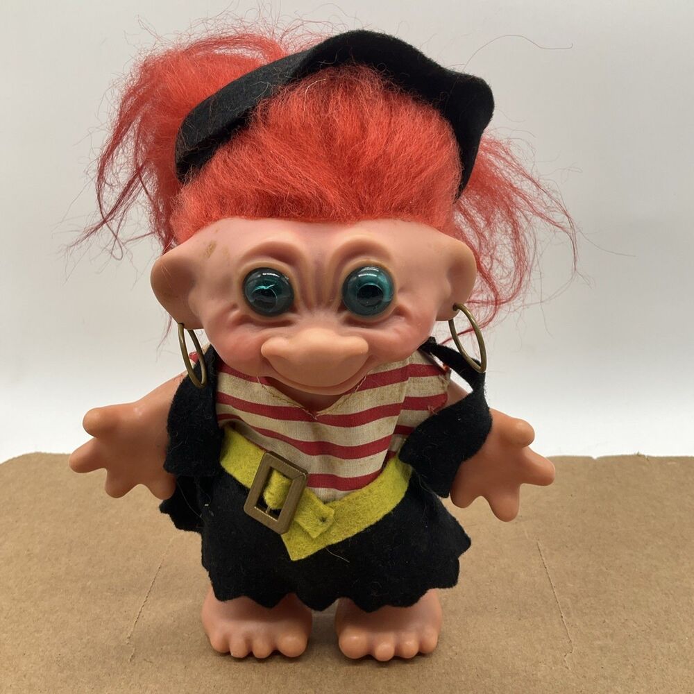 Vintage Pirate Troll Bank Doll Boy Red Hair Denmark 1960s Thomas Dam 7"